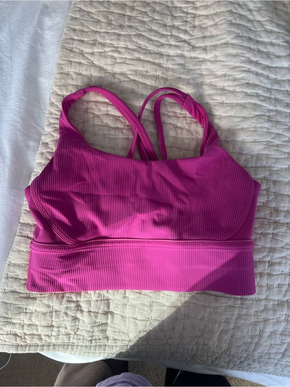 Lululemon Ribbed Energy Longline Bra - Bright Pink / Fuchsia
